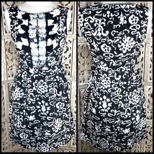 Nanette Lepore black and white floral midi dress 0
